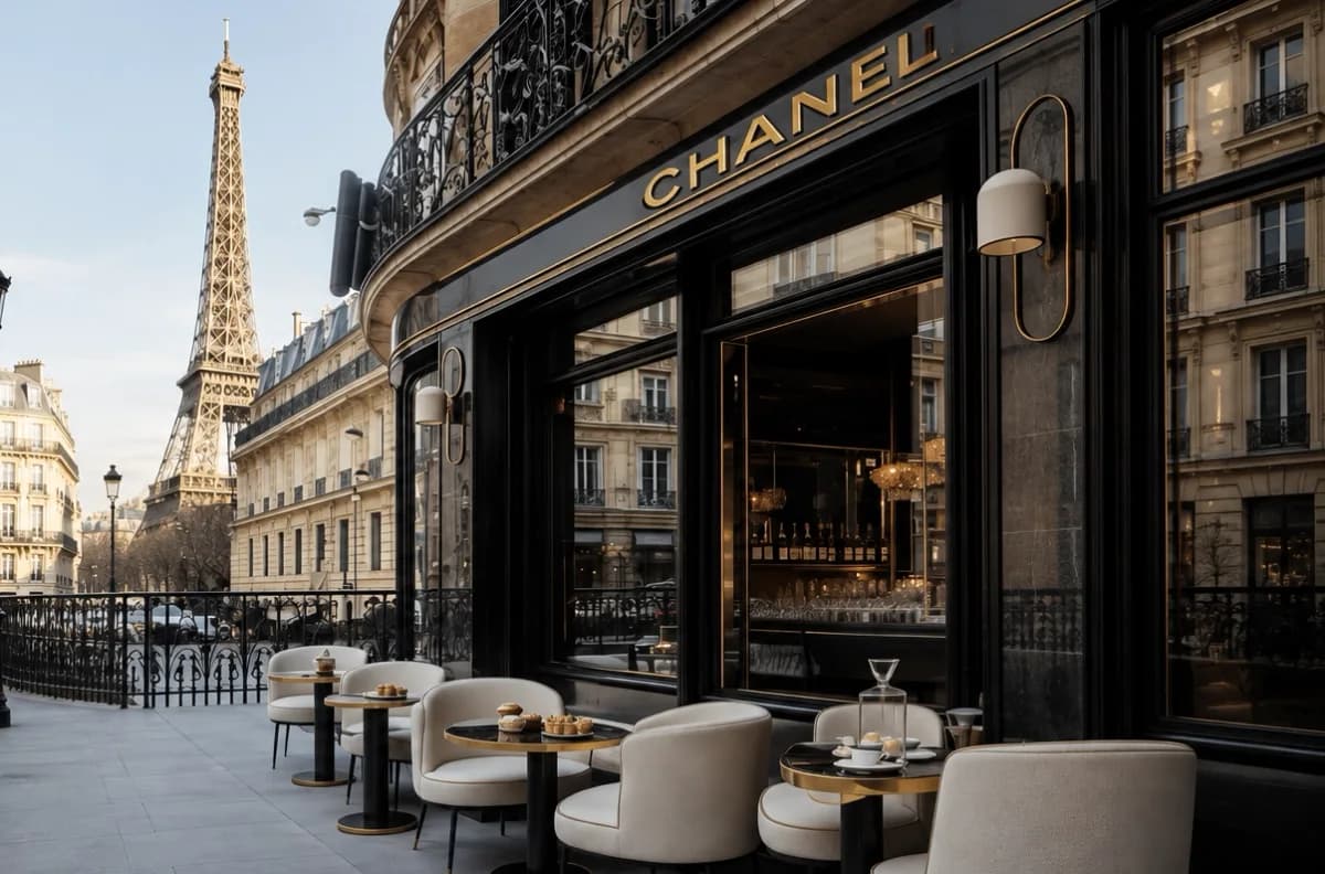 Boutique Chanel en París, frente a la Torre Eiffel