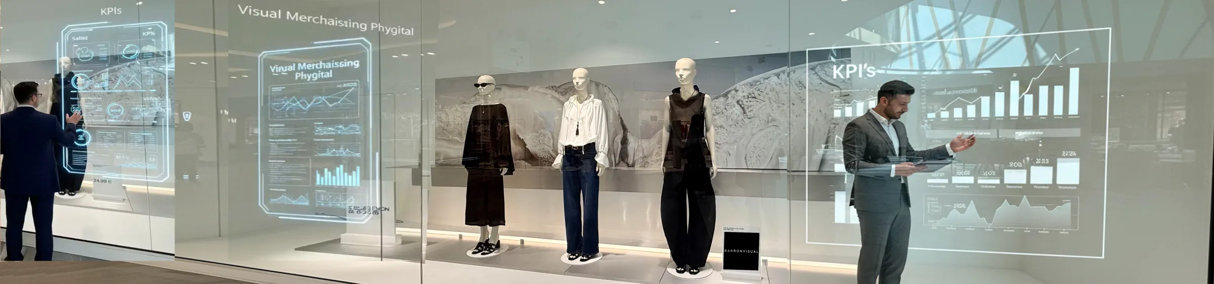 Visual merchandising phygital con KPIs en tiempo real sobre el escaparate